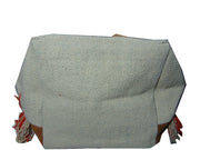 leather handle Cotton Hand-loom Durries Bag