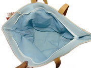 leather handle Cotton Hand-loom Durries Bag