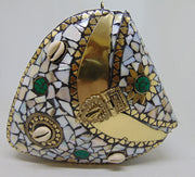 Golden shell nacre stone mosaic cori bag