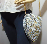 Heart shape shell nacre stone mosaic bag