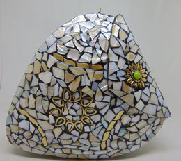 Heart shape shell nacre stone mosaic bag