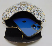 Heart shape shell nacre stone mosaic bag