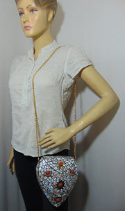 Heart shape shell nacre stone mosaic bag