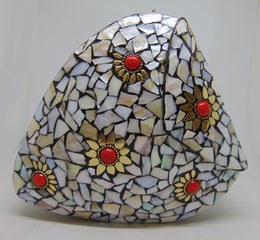 Heart shape shell nacre stone mosaic bag