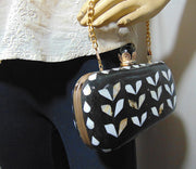 Oval shape Mop Inlay Resin Clutch Purse