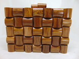 ethnic Brown Wooden Purse clutch vintage style wallet Bag