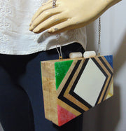 Geometrical Design Resin Clutch Box purse  bag
