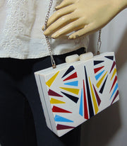 Geometric pattern Resin Clutch Box purse  bag