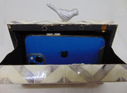 Grey & white Resin Clutch Box purse  bag