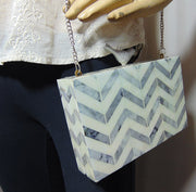 Grey & white Resin Clutch Box purse  bag