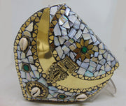 Golden shell nacre stone mosaic cori bag