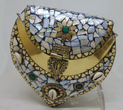 Golden shell nacre stone mosaic cori bag