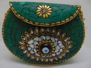 Ethnic Evil Eye Mosaic Metal Clutch