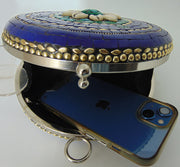 Round Mosaic Metal Party Clutch