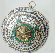 Round Mosaic Metal Bridal Clutch