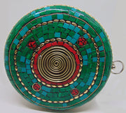 Round Mosaic Metal ethnic clutch antique