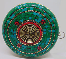 Round Mosaic Metal ethnic clutch antique