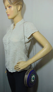 Round Mosaic Metal Party Clutch