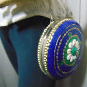 Round Mosaic Metal Party Clutch