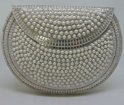 Pearl stone mosaic metal clutch purse
