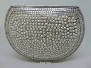 Pearl stone mosaic metal clutch purse