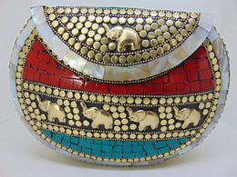 Gift Metal Bag Shell Stone Mosaic