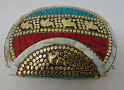 Gift Metal Bag Shell Stone Mosaic