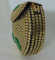 Resin Stone Metal Stud Clutch Purse