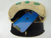 Resin Stone Metal Stud Clutch Purse