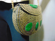 Resin Stone Metal Stud Clutch Purse