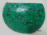 Green Mosaic Stone Metal Clutch Purse