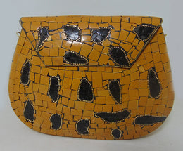 Yellow Purse Ethnic Clutch metal bag