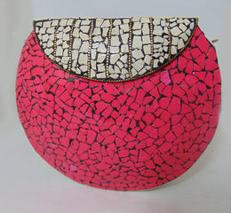 Mosaic Clutch Handbag Hot pink