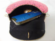 Mosaic Clutch Handbag Hot pink