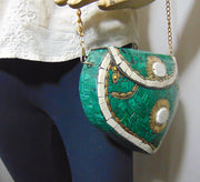 metal mosaic purse Vintage clutch