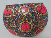 Multi color metal mosaic clutch Wallet purse