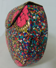 Multi color metal mosaic clutch Wallet purse