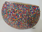 Multi color metal mosaic clutch Wallet purse