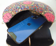 Multi color metal mosaic clutch Wallet purse