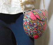 Multi color metal mosaic clutch Wallet purse