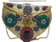 HANDMADE ENGRAVED VINTAGE ETHNIC METAL CLUTCH