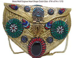 HANDMADE ENGRAVED VINTAGE ETHNIC METAL CLUTCH