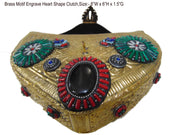 HANDMADE ENGRAVED VINTAGE ETHNIC METAL CLUTCH