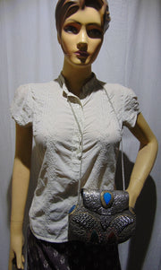 HANDMADE EMBOSSED BRASS MOSAIC VINTAGE CLUTCH BAG