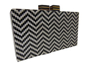 Black White Handcrafted Resin Clutch