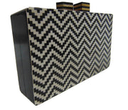 Black White Handcrafted Resin Clutch