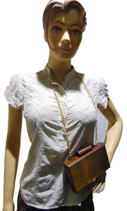 Golden finish Wood Clutch Box Purse Bags
