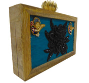 Wooden Embroidery Patch Clutch Bag