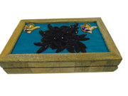 Wooden Embroidery Patch Clutch Bag