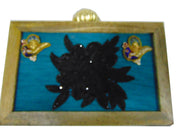 Wooden Embroidery Patch Clutch Bag